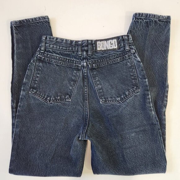 Bongo Vintage 80s Tapered High Rise Jeans Juniors 9 Dark Navy Blue Cotton Denim - Picture 9 of 10